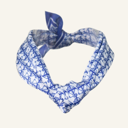 JDF Monogram Victorian Teal Silky Scarf (60cm)