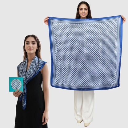 JDF Monogram Victorian Teal Silky Scarf (90cm)