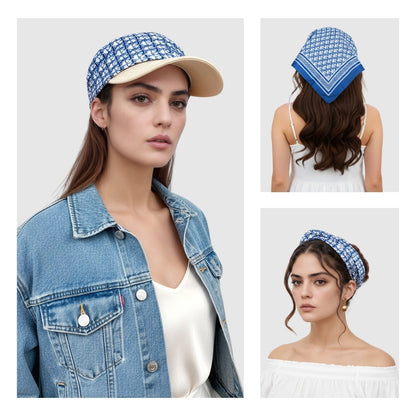 JDF Monogram Victorian Teal Silky Scarf (90cm)