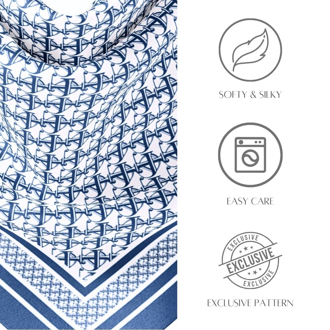 JDF Monogram Victorian Teal Silky Scarf (90cm)