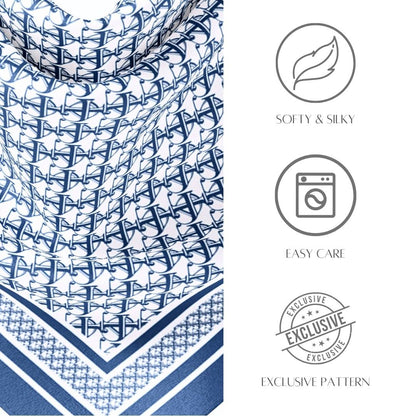 JDF Monogram Victorian Teal Silky Scarf (90cm)