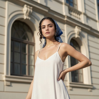 JDF Monogram Victorian Teal Silky Scarf (90cm)