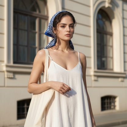 JDF Monogram Victorian Teal Silky Scarf (90cm)