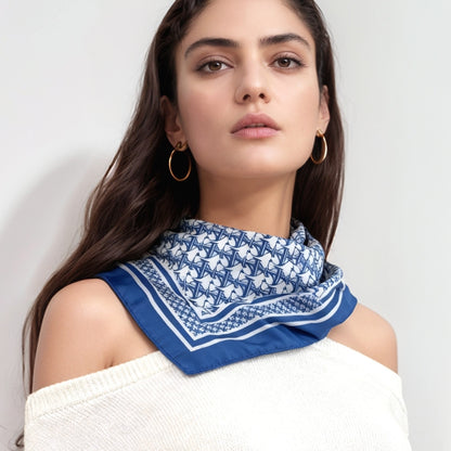 JDF Monogram Victorian Teal Silky Scarf (90cm)