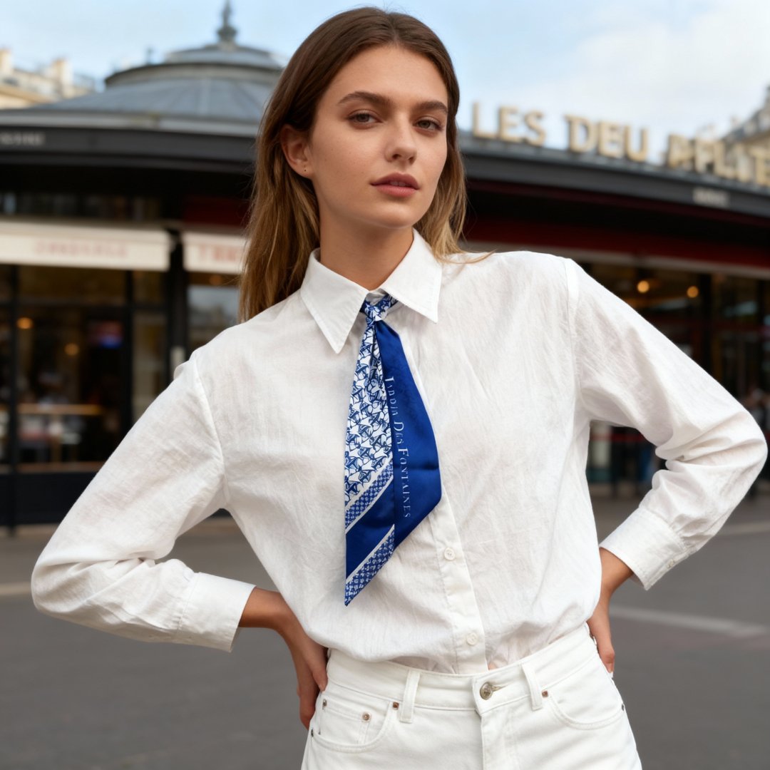 JDF Monogram Victorian Teal Twilly Silky Scarf (105cm)