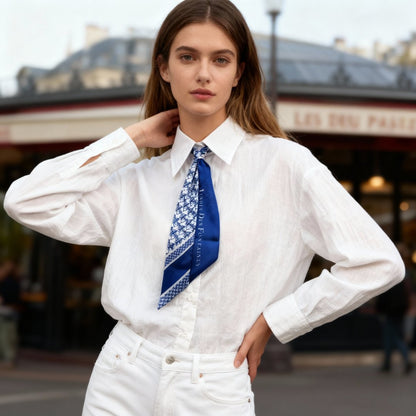 JDF Monogram Victorian Teal Twilly Silky Scarf (105cm)