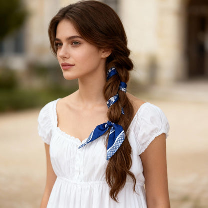 JDF Monogram Victorian Teal Twilly Silky Scarf (105cm)