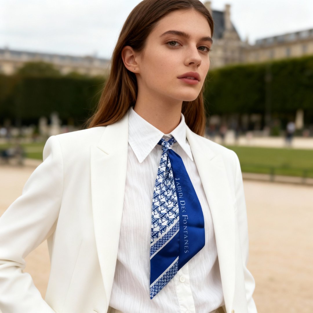 JDF Monogram Victorian Teal Twilly Silky Scarf (105cm)