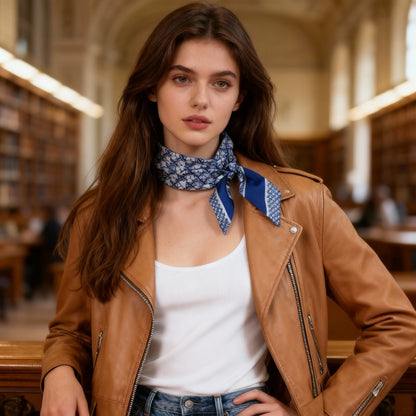 JDF Monogram Victorian Teal Twilly Silky Scarf (105cm)