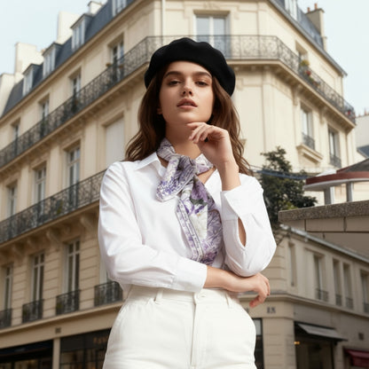 Secret Violet Garden Houndstooth Silky Scarf (60cm)