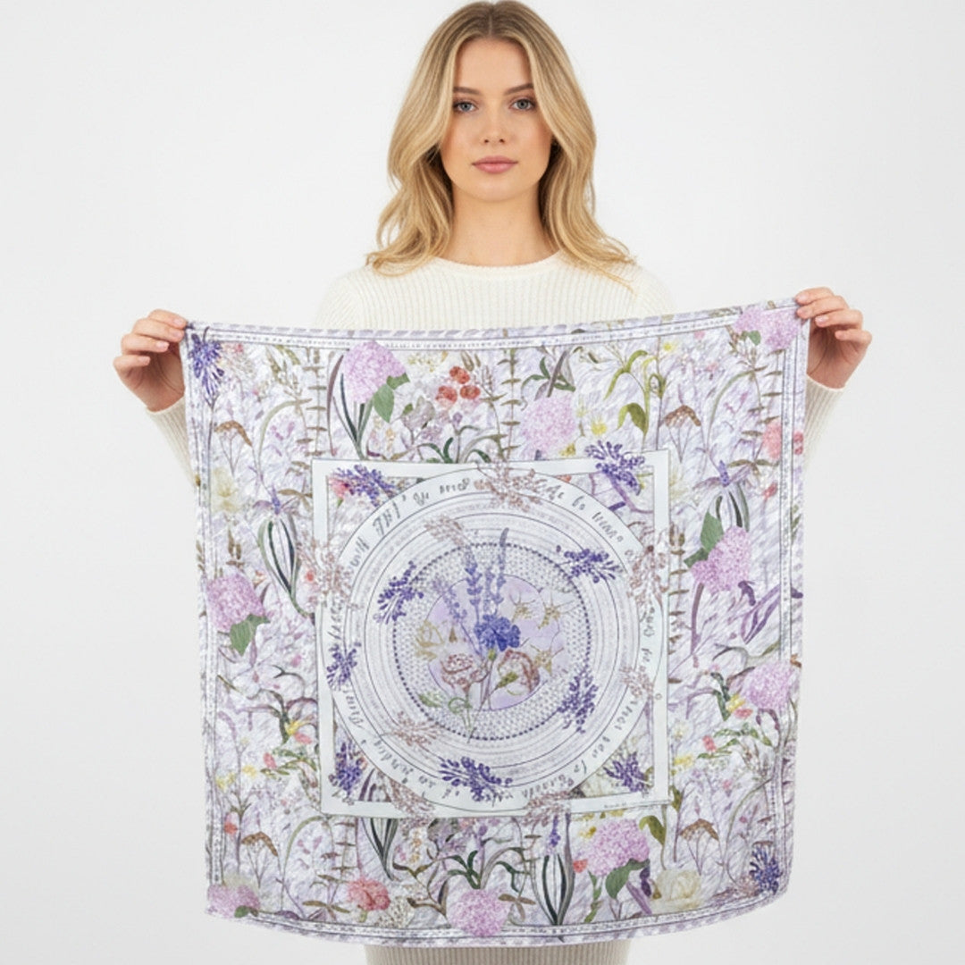 Secret Violet Garden Houndstooth Silky Scarf (60cm)