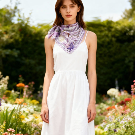 Secret Violet Garden Houndstooth Silky Scarf (60cm)