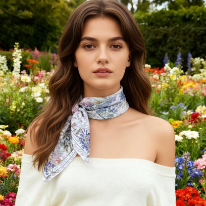Secret Violet Garden Houndstooth Silky Scarf (60cm)