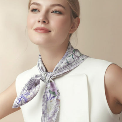 Secret Violet Garden Houndstooth Silky Scarf (60cm)