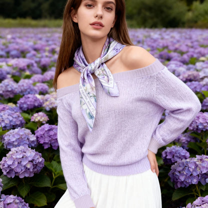 Secret Violet Garden Eustoma Silky Scarf (60cm)