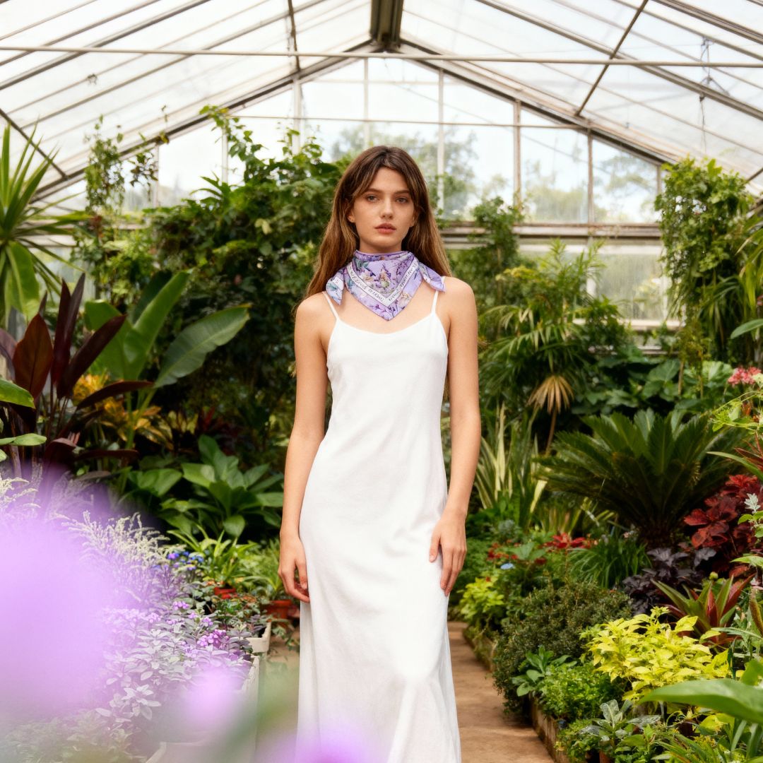 Secret Violet Garden Eustoma Silky Scarf (60cm)