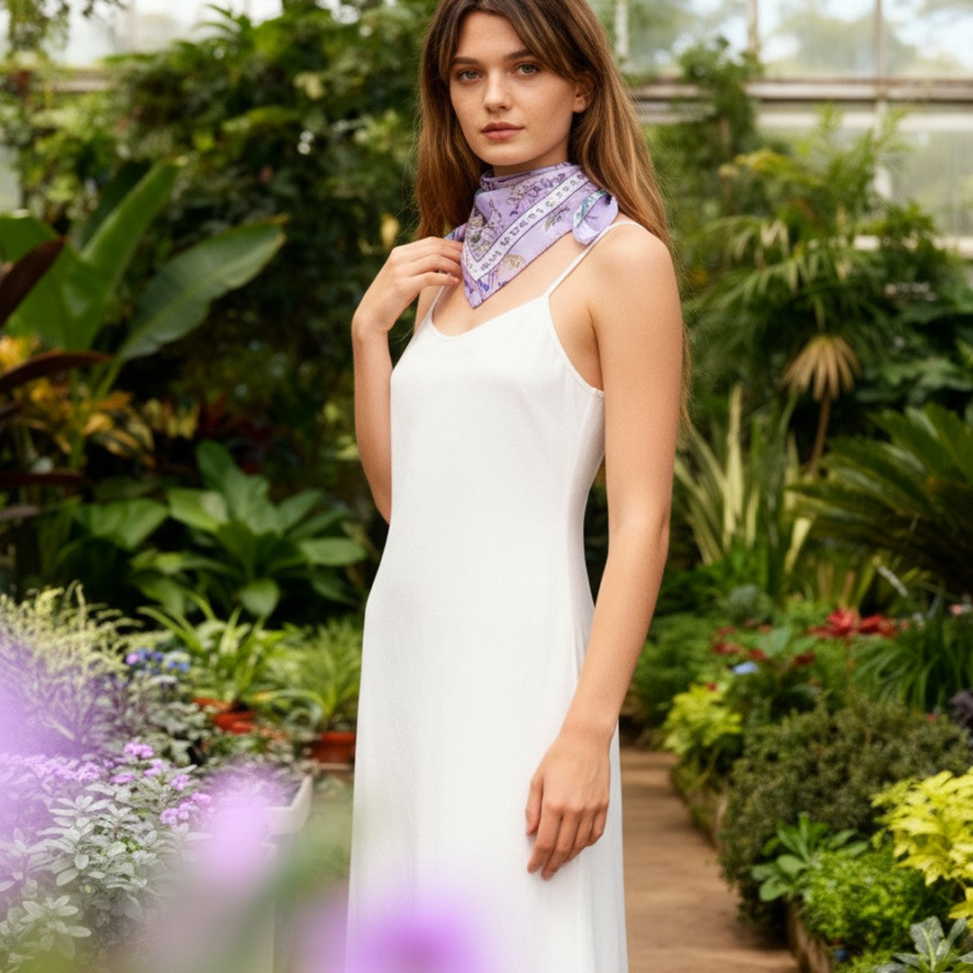 Secret Violet Garden Eustoma Silky Scarf (60cm)