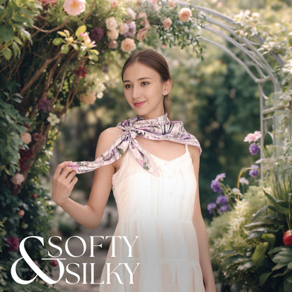 Secret Violet Garden Houndstooth Silky Scarf (90cm)