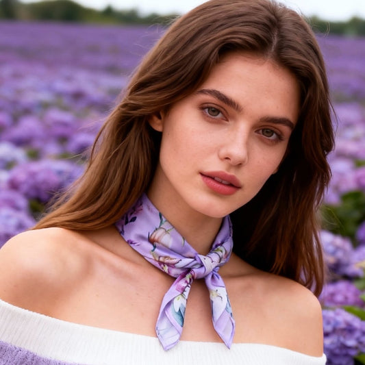 Secret Violet Garden Lavender Silky Scarf (45cm)