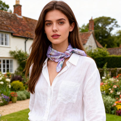 Secret Violet Garden Lavender Silky Scarf (45cm)