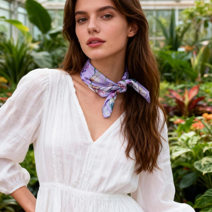 Secret Violet Garden Lavender Silky Scarf (45cm)