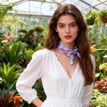 Secret Violet Garden Lavender Silky Scarf (45cm)