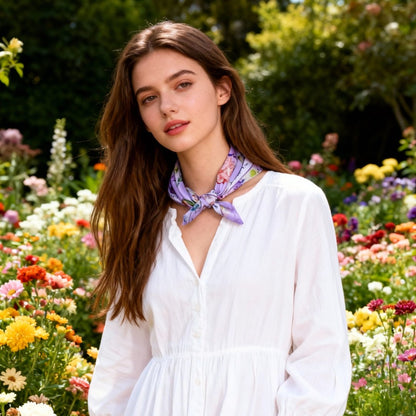 Secret Violet Garden Lavender Silky Scarf (45cm)