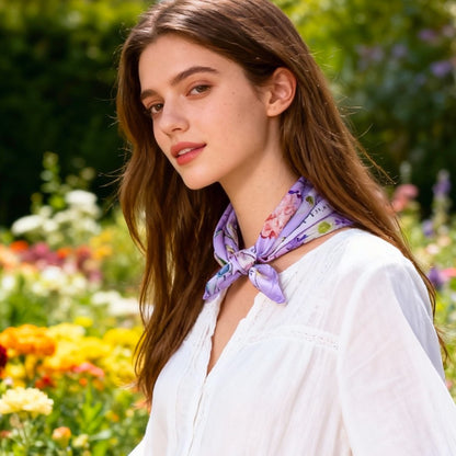 Secret Violet Garden Lavender Silky Scarf (45cm)