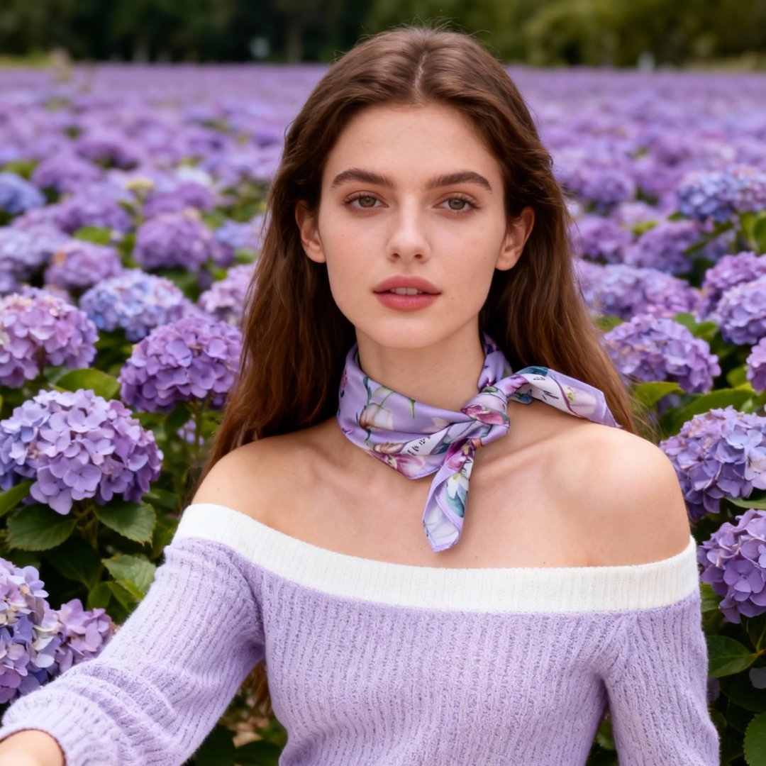 Secret Violet Garden Lavender Silky Scarf (45cm)