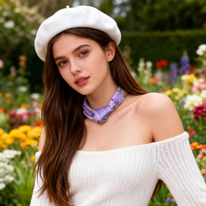 Secret Violet Garden Lavender Silky Scarf (45cm)