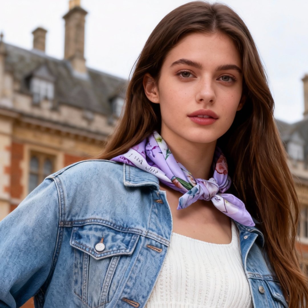 Secret Violet Garden Lavender Silky Scarf (45cm)