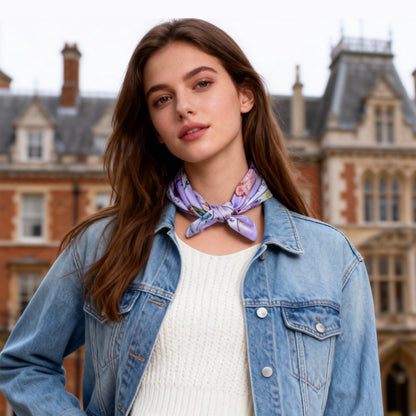 Secret Violet Garden Lavender Silky Scarf (45cm)
