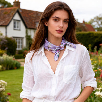 Secret Violet Garden Lavender Silky Scarf (45cm)