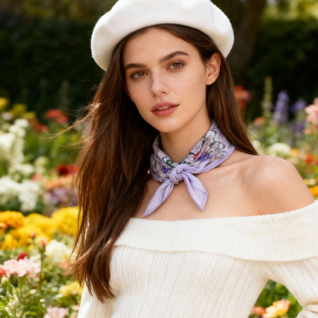 Secret Violet Garden Houndstooth Diamond Silky Scarf