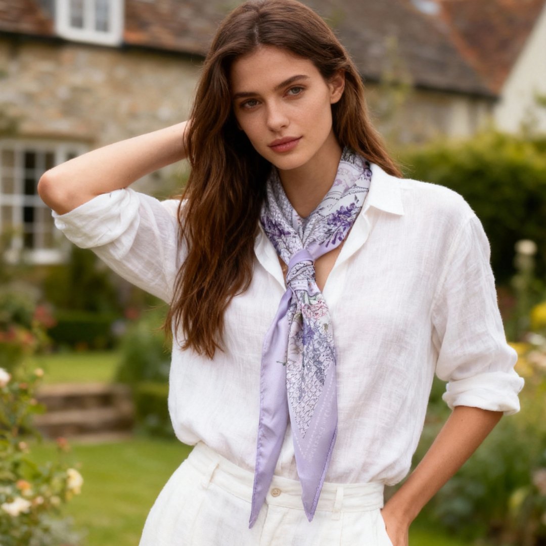 Secret Violet Garden Houndstooth Diamond Silky Scarf