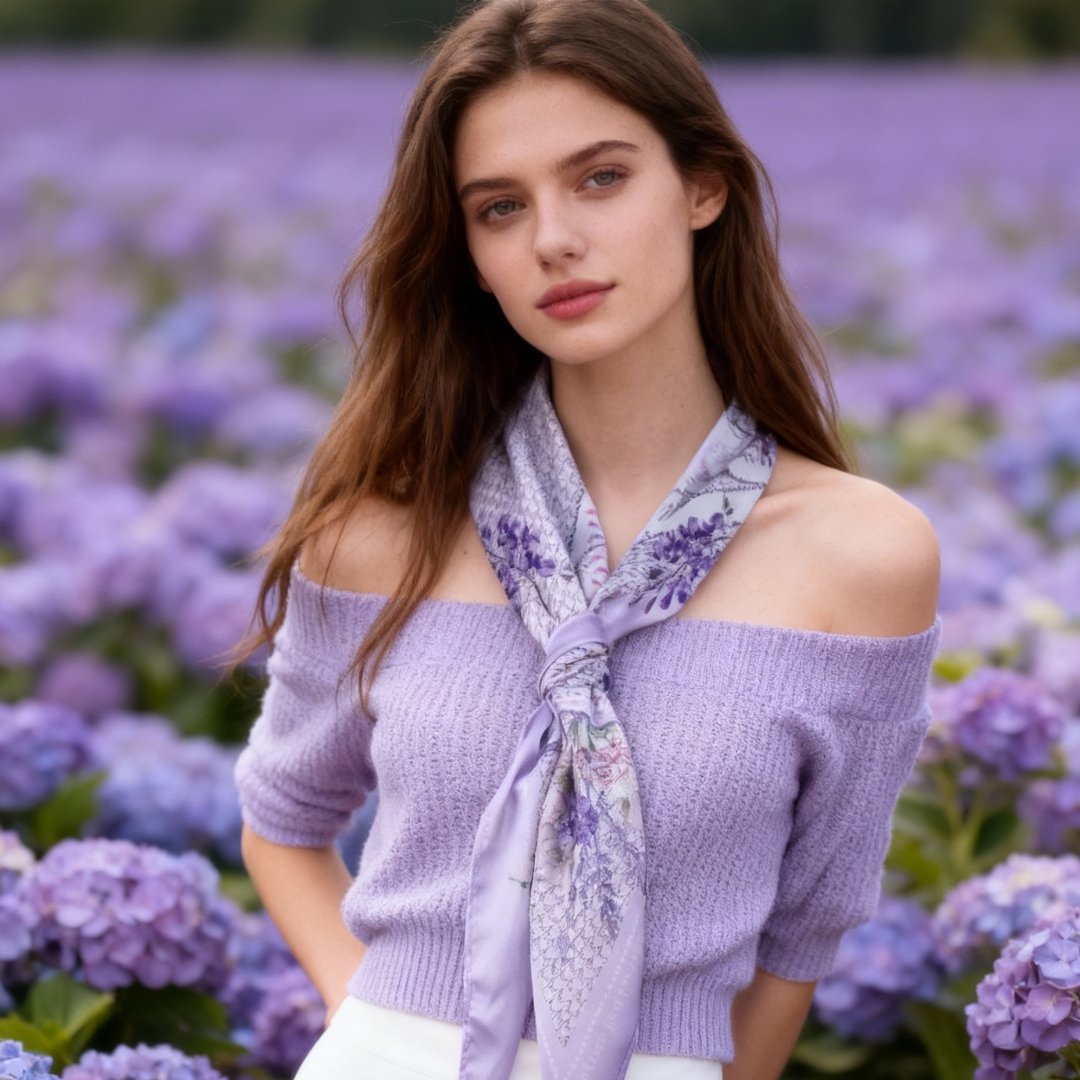 Secret Violet Garden Houndstooth Diamond Silky Scarf