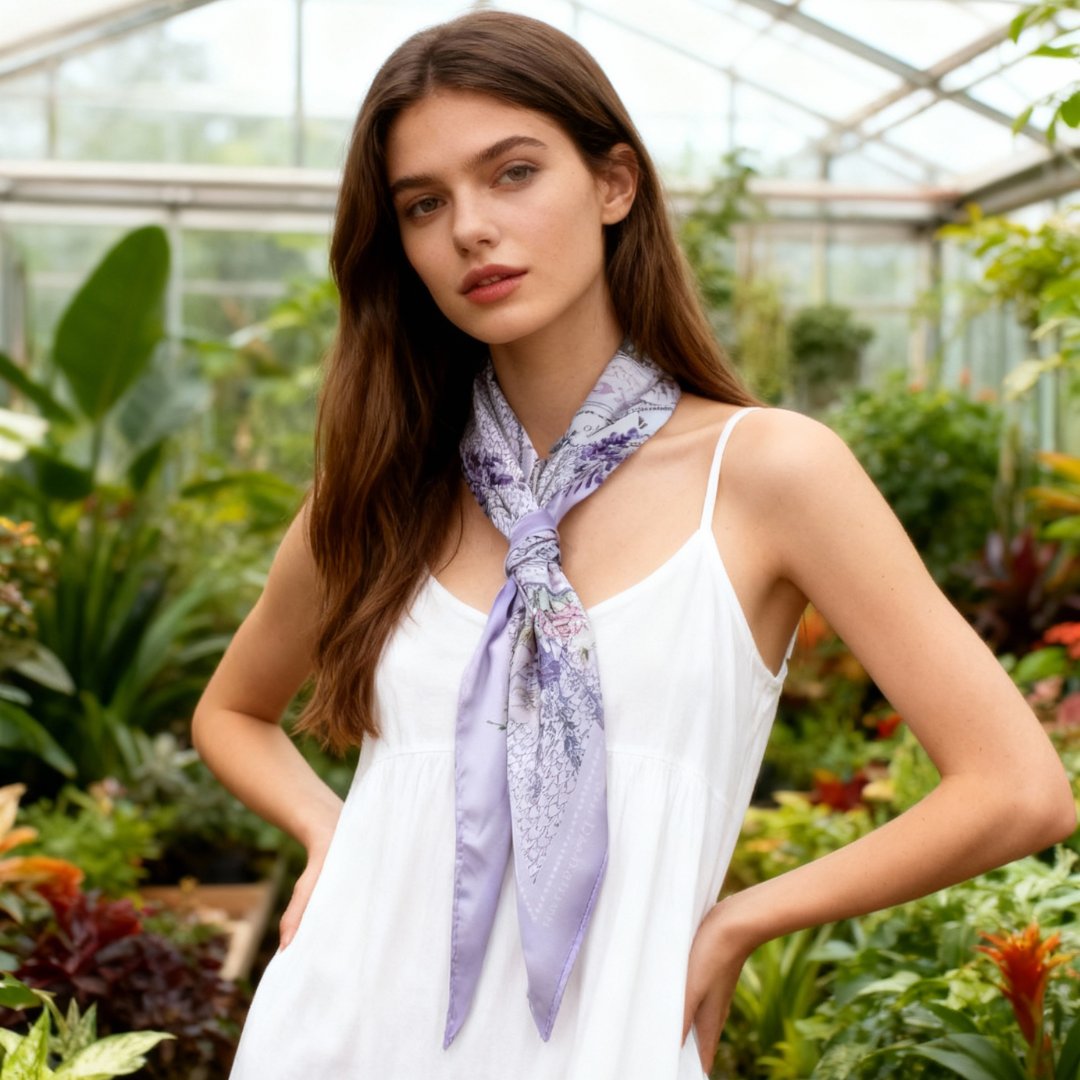 Secret Violet Garden Houndstooth Diamond Silky Scarf