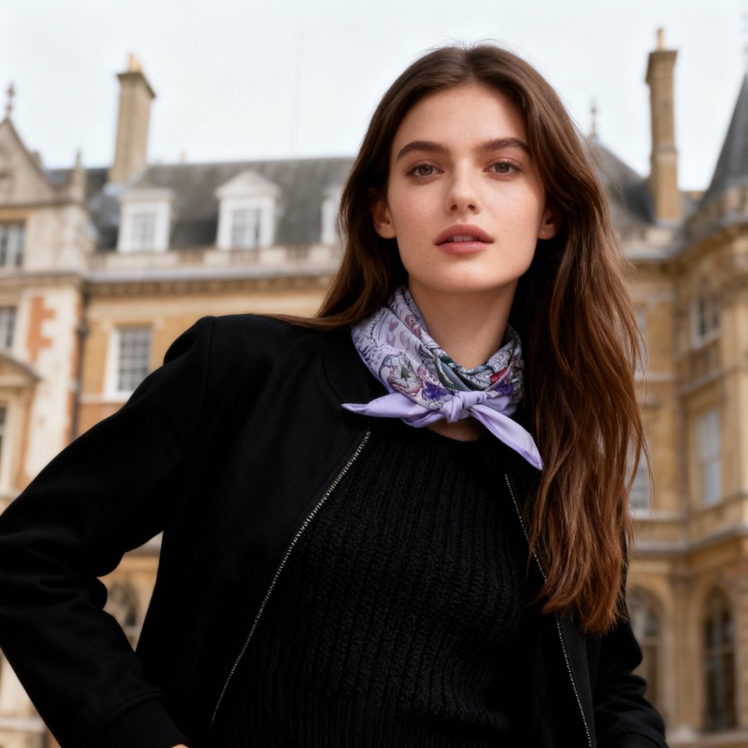 Secret Violet Garden Houndstooth Diamond Silky Scarf