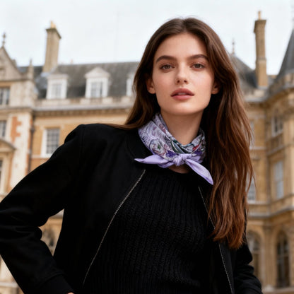 Secret Violet Garden Houndstooth Diamond Silky Scarf