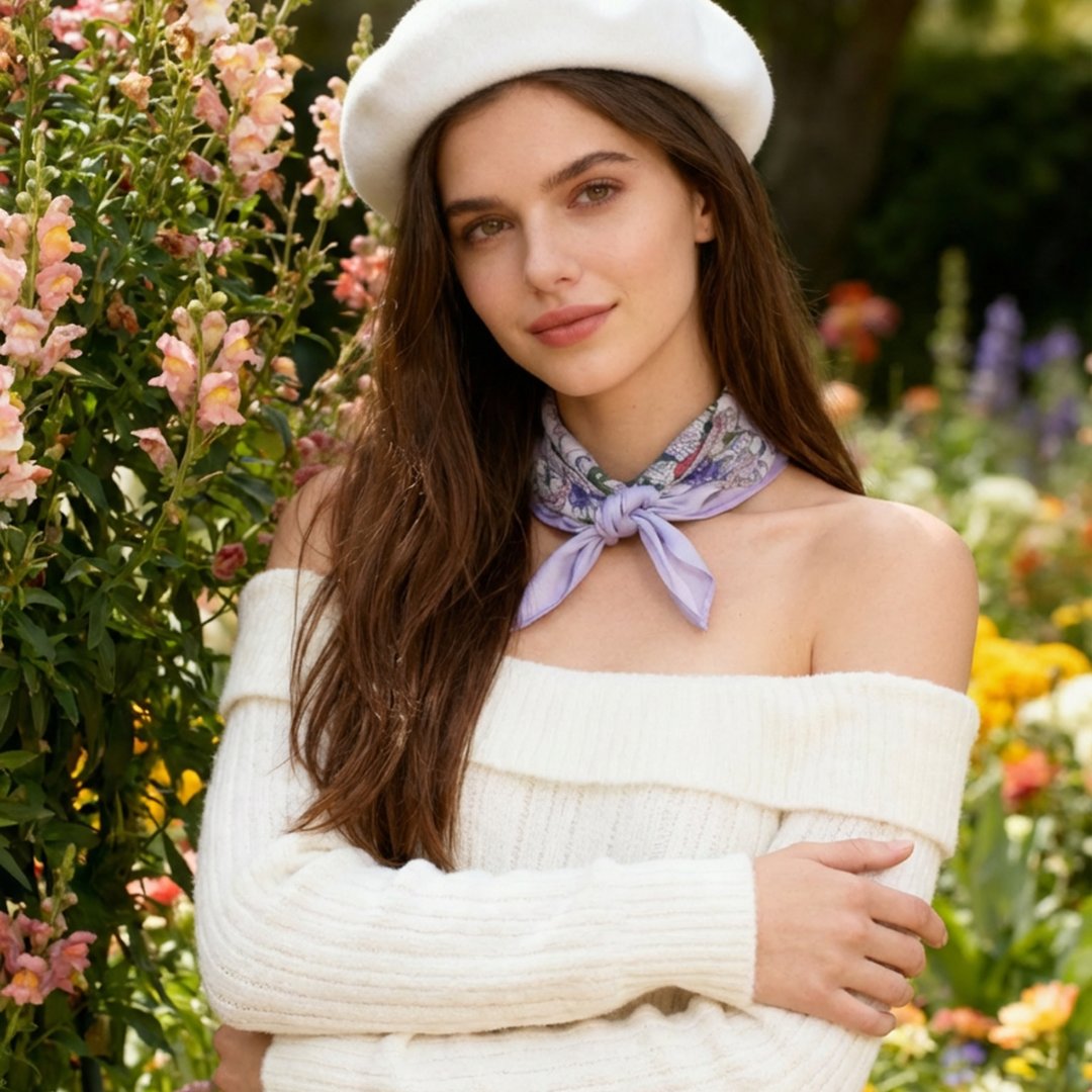 Secret Violet Garden Houndstooth Diamond Silky Scarf