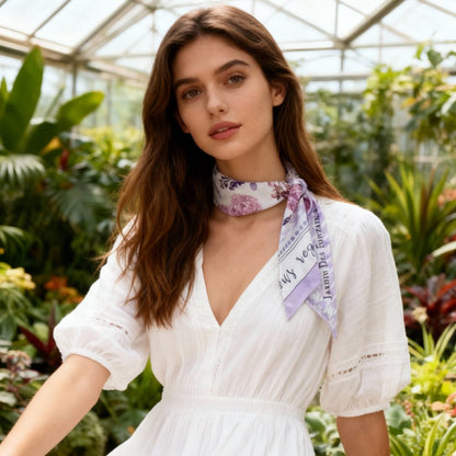 Secret Violet Garden Houndstooth Twilly Silky Scarf (85cm)