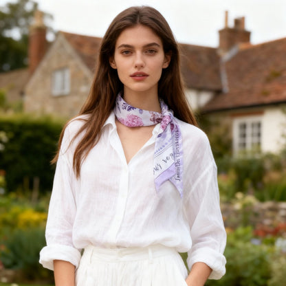 Secret Violet Garden Houndstooth Twilly Silky Scarf (85cm)