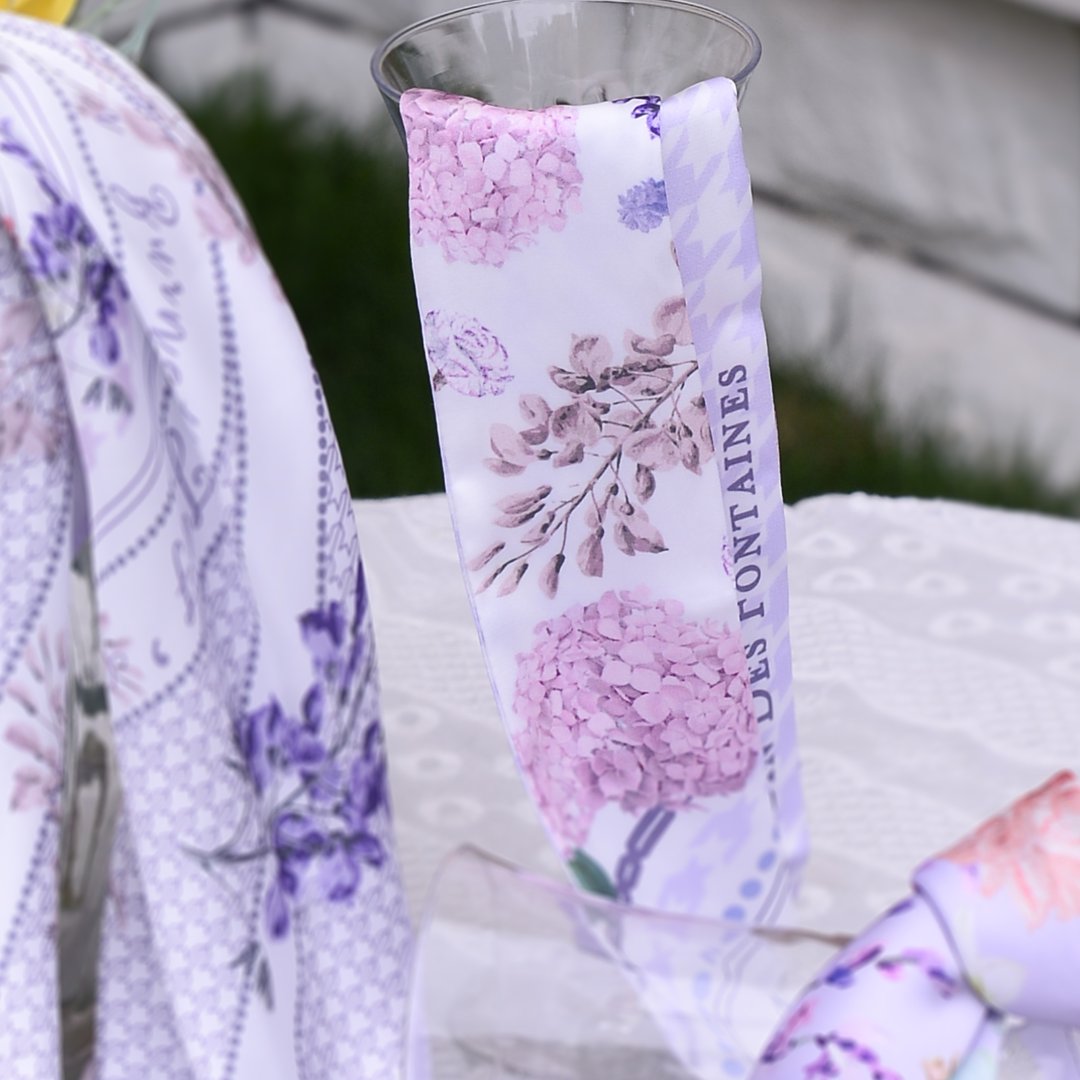 Secret Violet Garden Houndstooth Twilly Silky Scarf (85cm)