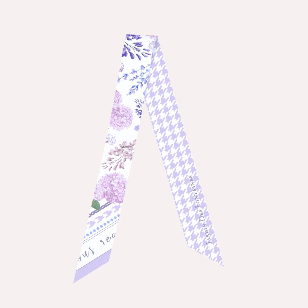 Secret Violet Garden Houndstooth Twilly Silky Scarf (85cm)