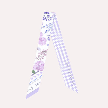 Secret Violet Garden Houndstooth Twilly Silky Scarf (85cm)