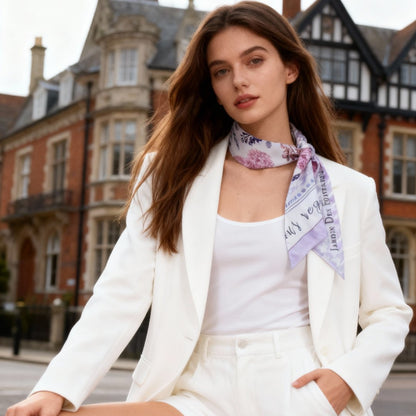 Secret Violet Garden Houndstooth Twilly Silky Scarf (85cm)