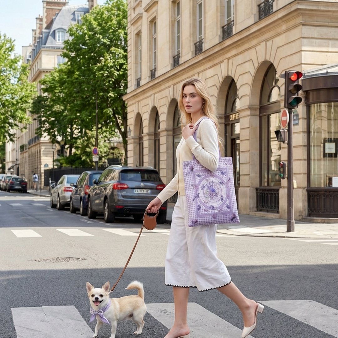 Pet & Owner Twinning Outfits  | Secret Violet Garden Scarf & Tote Bag Set