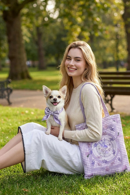 Pet & Owner Twinning Outfits  | Secret Violet Garden Scarf & Tote Bag Set