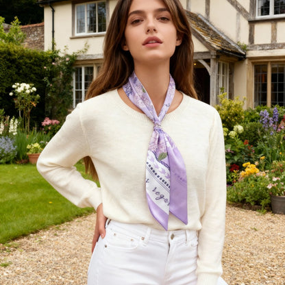 Secret Violet Garden Houndstooth Twilly Silky Scarf (105cm)