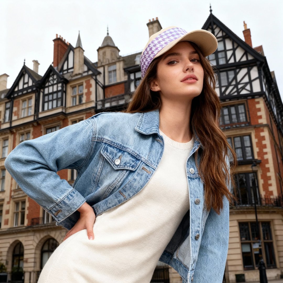 Secret Violet Garden Houndstooth Twilly Silky Scarf (105cm)